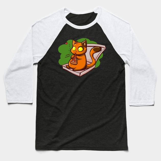 Pizza Cat Baseball T-Shirt by KingsandQueens